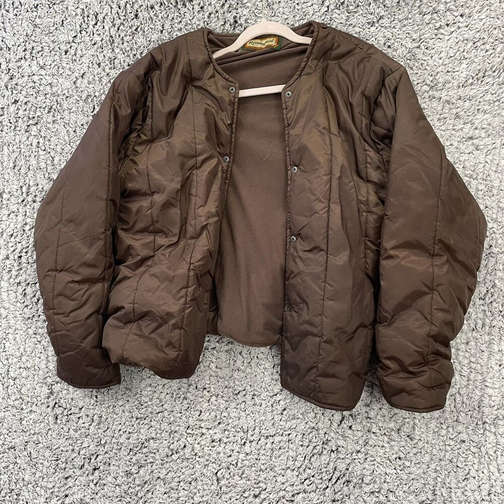 Vintage Remington Jacket Mens XXL Brown Fleece Insulate Zip Windbreaker Coat